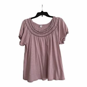 Old Navy Lilac Smocked Short Sleeve Top Size Large